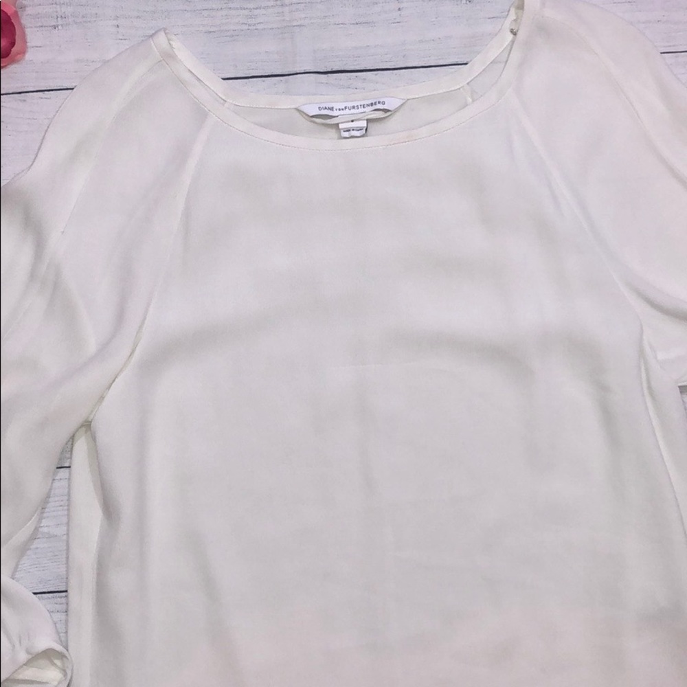 DVF Eribec White Shift Dress with Quarter Sleeves - Picture 7 of 8